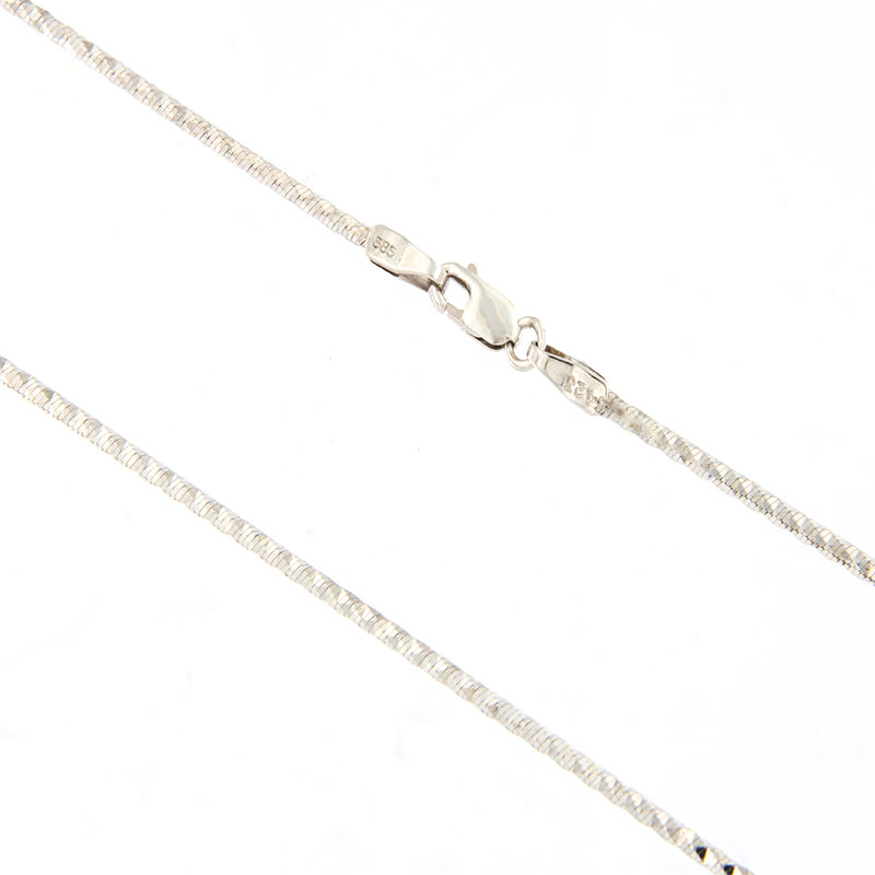 Γυναικεία Μασίφ Αλυσίδα Φίδι Διαμανταρισμένη από Λευκόχρυσο 14 Καρατίων – 45cm.