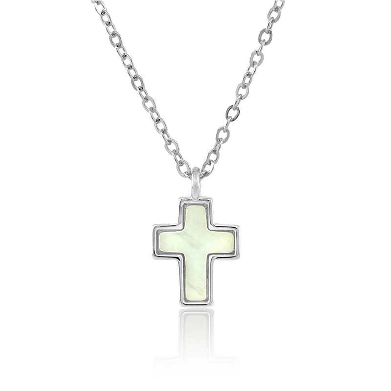 Γυναικείος Ασημένιος Σταυρός με Φίλντισι και Αλυσίδα 925.