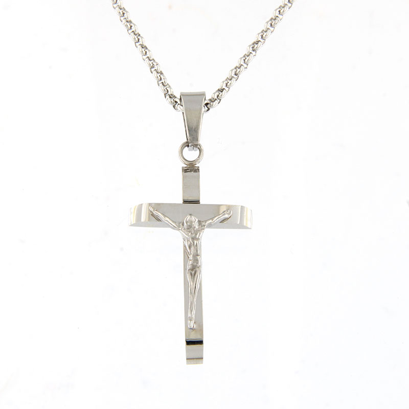 Ανδρικός Σταυρός από Ανοξείδωτο Ατσάλι σε Ασημί.