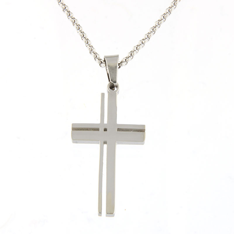 Ανδρικός Σταυρός από Ανοξείδωτο Ατσάλι σε Ασημί.