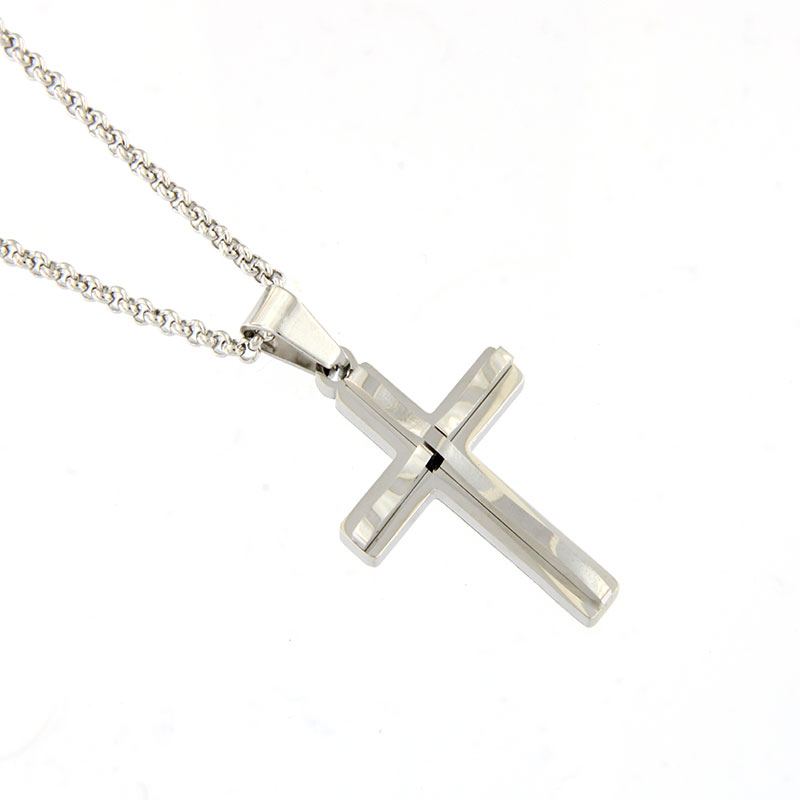 Ανδρικός Σταυρός από Ανοξείδωτο Ατσάλι σε Ασημί.
