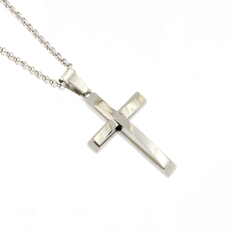 Ανδρικός Σταυρός από Ανοξείδωτο Ατσάλι σε Ασημί.