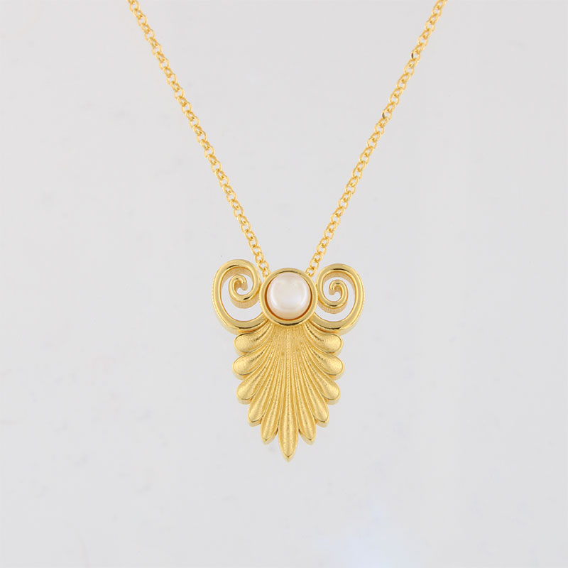 Γυναικείο Επιχρυσωμένο Ασημένιο Κολιέ Ακροκέραμο 925 με Μαργαριτάρι Γλυκού Νερού.