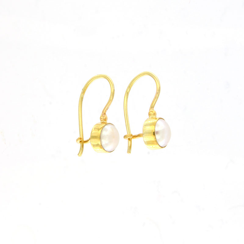 Γυναικεία Χειροποίητα Χρυσά Κρεμαστά Σκουλαρίκια Κ18 με Φυσικά Λευκά Μαργαριτάρια.