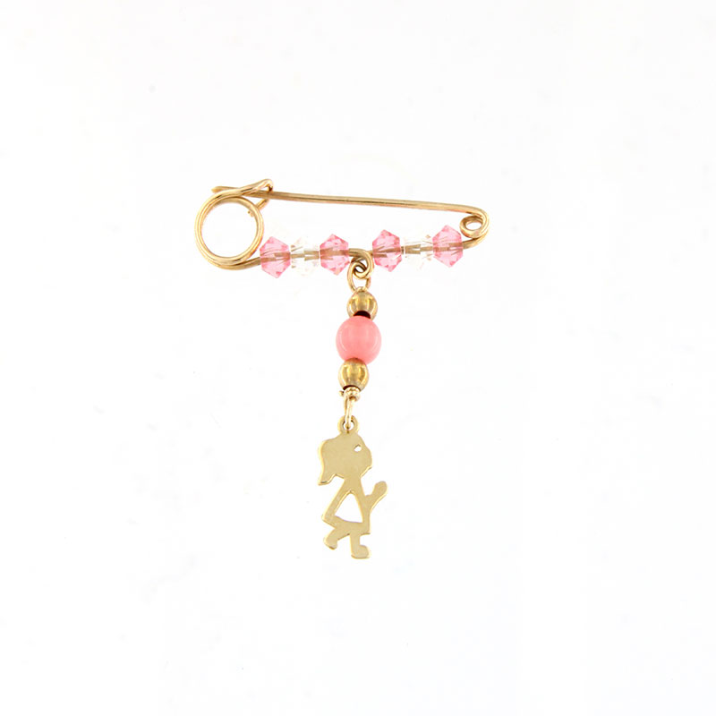 Παιδική Χρυσή Παραμάνα Κ9 με Κορίτσι και Swarovski.