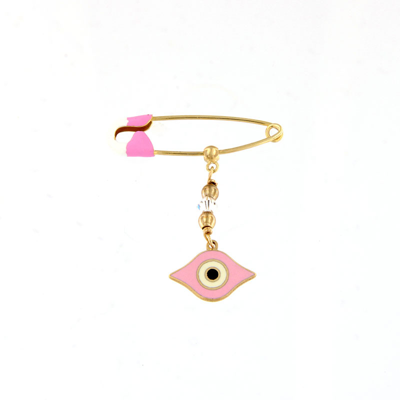 Παιδική Χρυσή Παραμάνα Κ9 για Κορίτσι με Μάτι και Κρύσταλλο Swarovski.