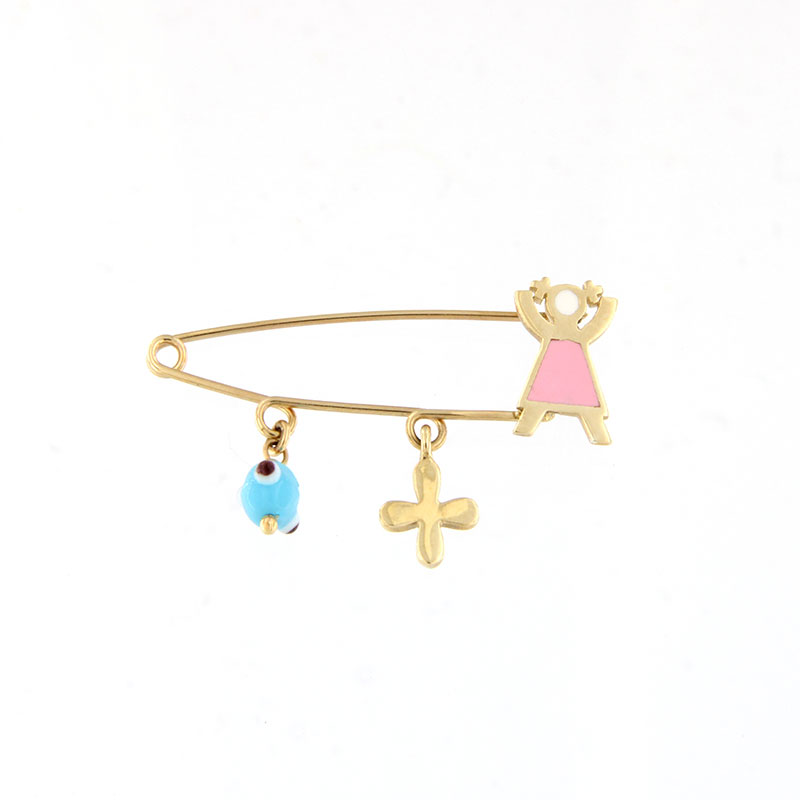 Παιδική Χρυσή Παραμάνα Κ9 για Κορίτσι με Κοριτσάκι, Μάτι και Σταυρό.