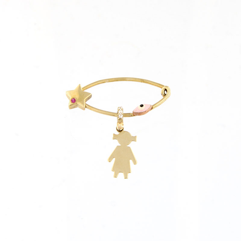 Παιδική Χρυσή Παραμάνα Κ9 για Κορίτσι με Αστεράκι, Κορίτσι και Ματάκι.