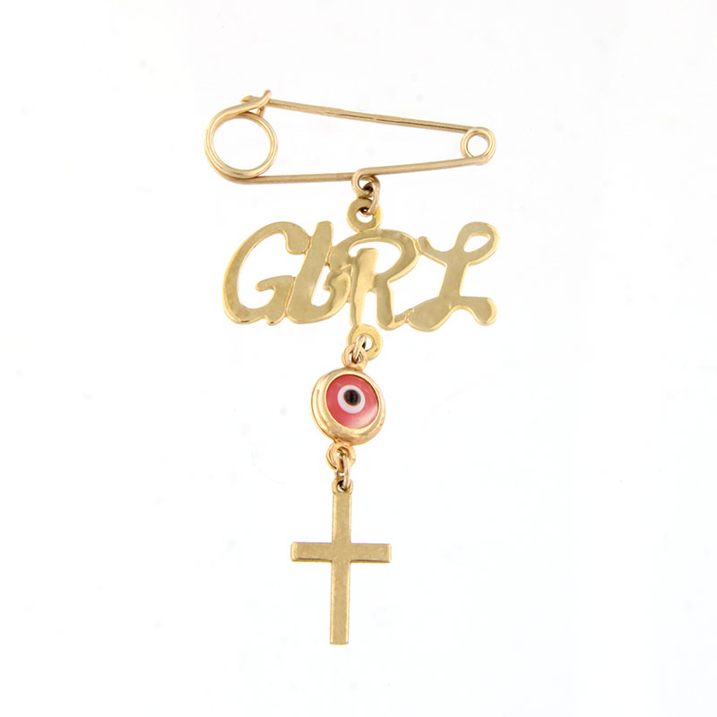 Παιδική Χρυσή Παραμάνα για Κορίτσι Κ9 με Girl και Σταυρό.