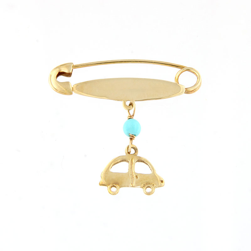 Παιδική Χρυσή Παραμάνα για Αγόρι Κ9 με Αυτοκινητάκι και Φυσικό Τιρκουάζ