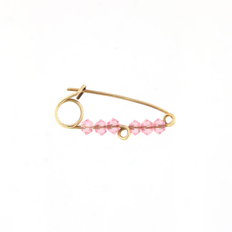 Παιδική Χρυσή Παραμάνα Κ9 για Κορίτσι με Ροζ Κρύσταλλα Swarovski και Στρογγυλό Κρίκο.