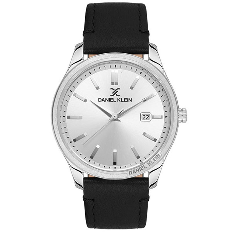 Ανδρικό Ρολόι DANIEL KLEIN με Λευκό Καντράν και Μαύρο Δερμάτινο Λουράκι.