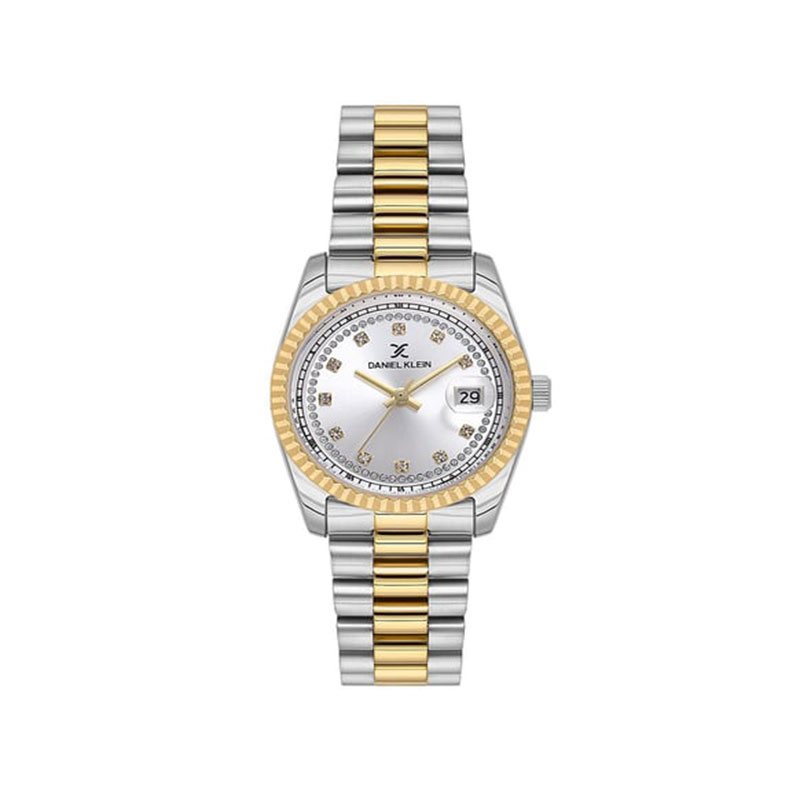 Γυναικείο Ρολόι Daniel Klein από Ανοξείδωτο Ατσάλι με Λευκό Καντράν και Δίχρωμο Μπρασελέ.