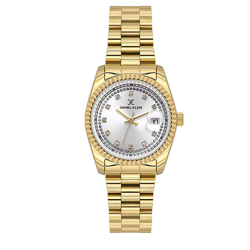 Γυναικείο Ρολόι Daniel Klein από Ανοξείδωτο Ατσάλι με Λευκό Καντράν και Χρυσό Μπρασελέ.
