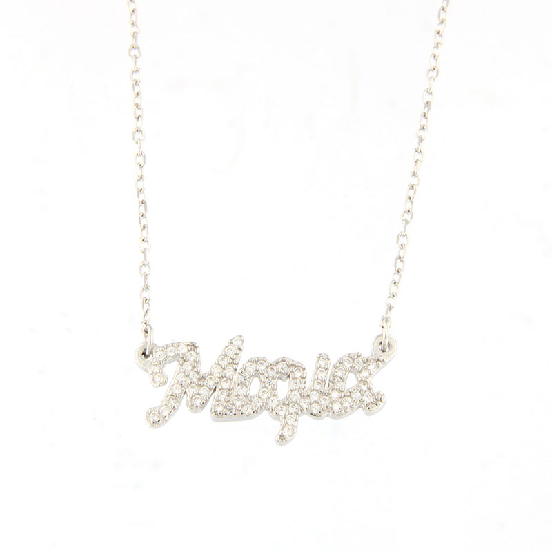 Γυναικείο Ασημένιο Κολιέ “Μαμά” με Ζιργκόν – 925°.