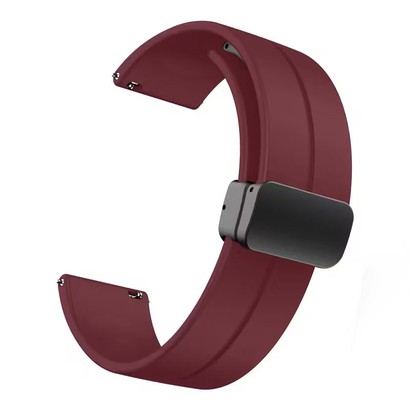 Σπορ Μπορντό Λουράκι Σιλικόνης 22mm με Μαγνητικό Κούμπωμα.