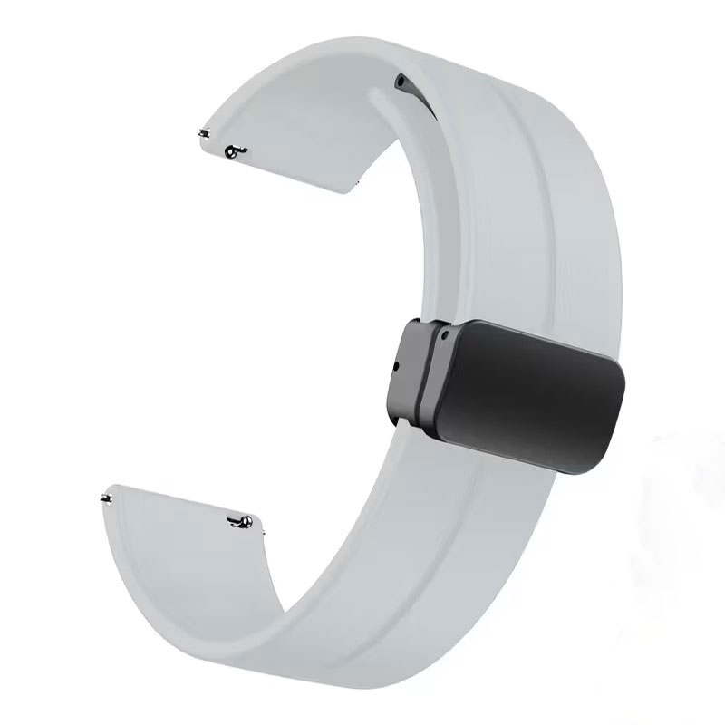 Σπορ Γκρι Λουράκι Σιλικόνης 22mm με Μαγνητικό Κούμπωμα.