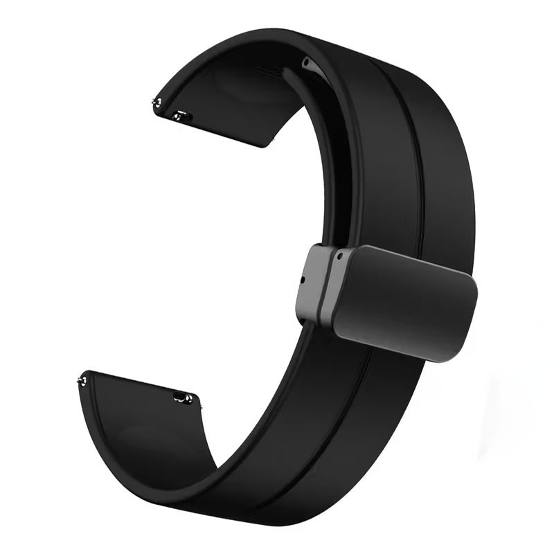 Σπορ Μαύρο Λουράκι Σιλικόνης 20mm με Μαγνητικό Κούμπωμα.