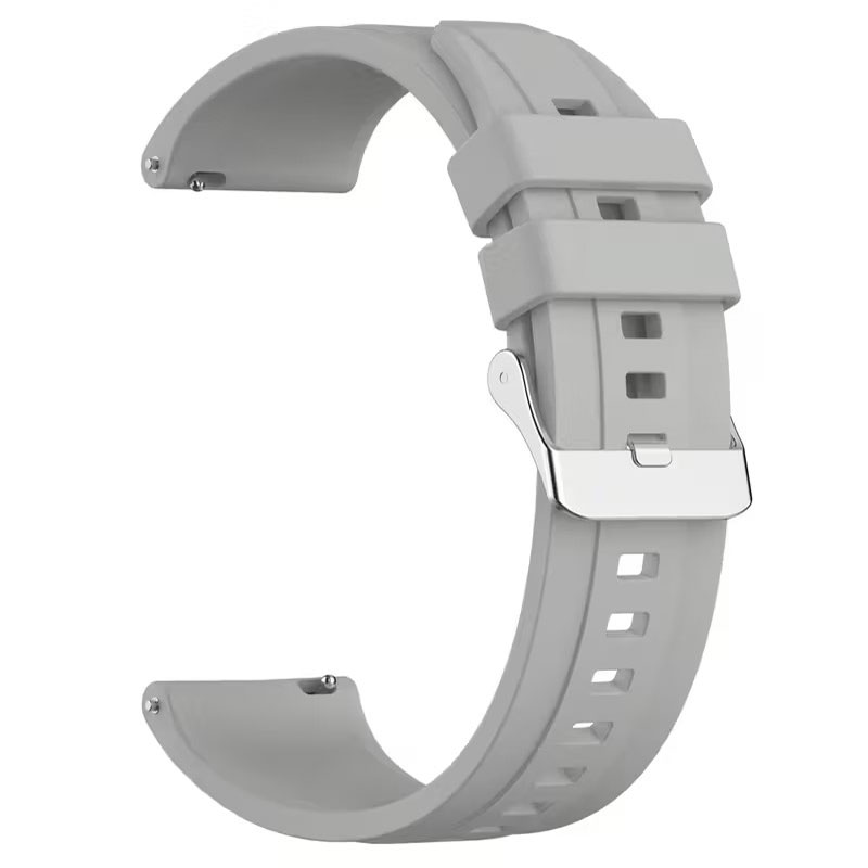 Λουράκι Σιλικόνης 22mm – Γκρι με Λεία Επιφάνεια & Σύστημα Εύκολης Αλλαγής.