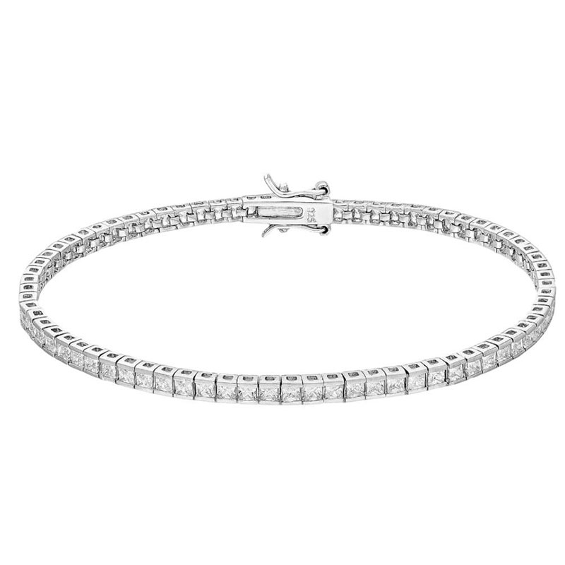 Γυναικείο Ασημένιο Βραχιόλι Ριβιέρα 925 με Λευκά Ζιργκόν.