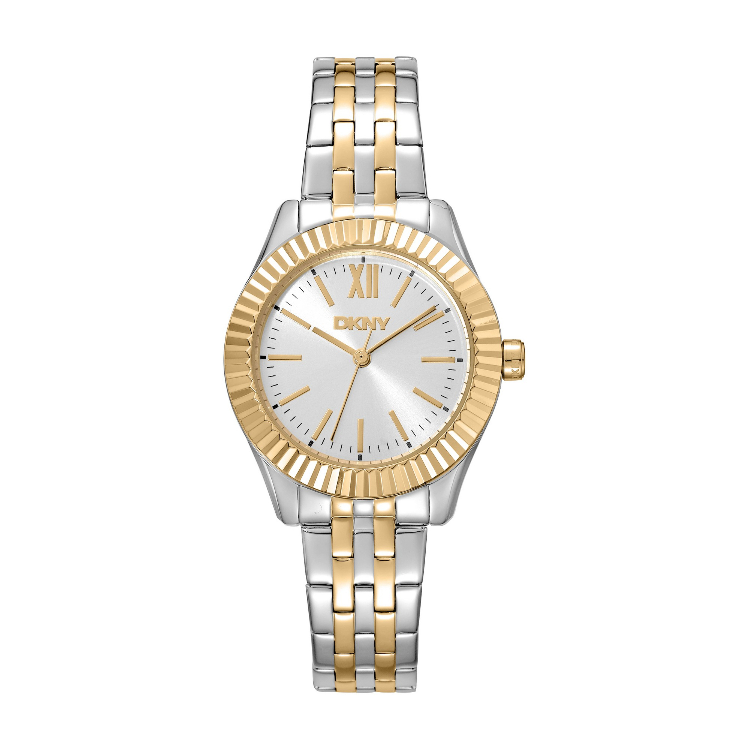 Γυναικείο Ρολόι DKNY από Δίχρωμο Ανοξείδωτο Ατσάλι – Λευκό Καντράν & Μπρασελέ.