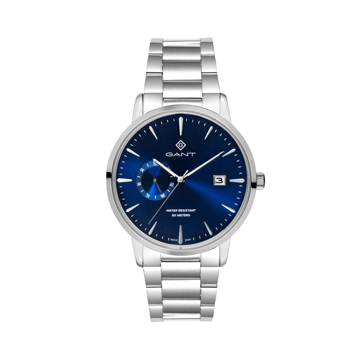 Ανδρικό Ρολόι GANT East Hill Blue Dial – Από Ασημί Ανοξείδωτο Ατσάλι με Μπλε Καντράν & Μπρασελέ.