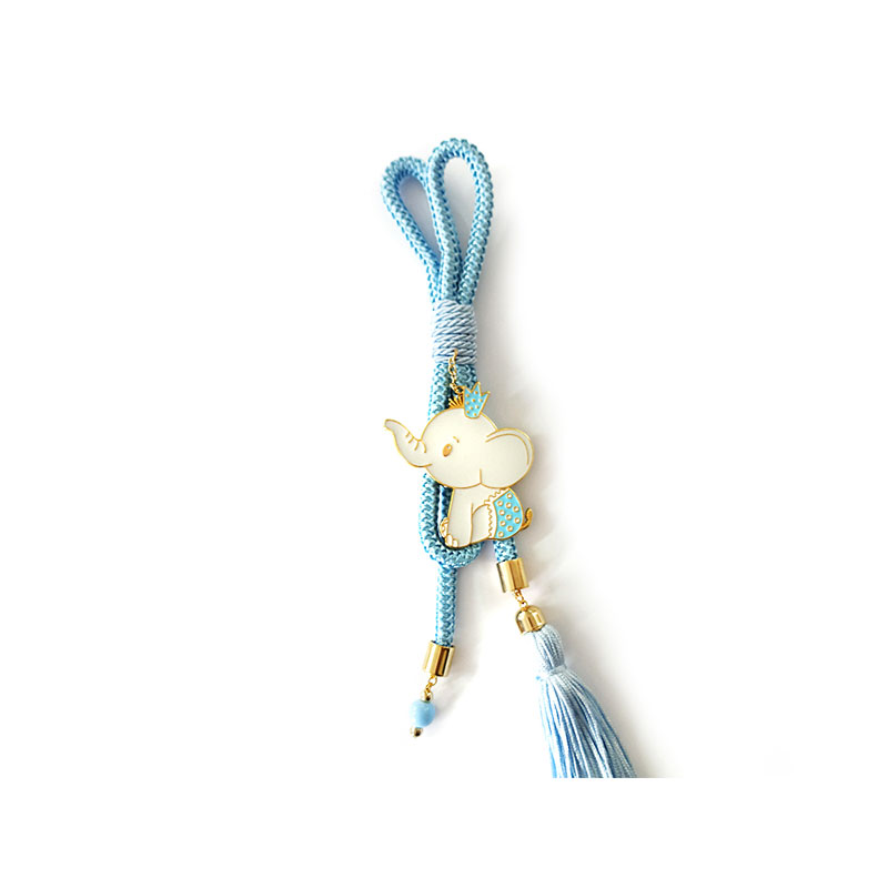 Διακοσμητικό Κρεμαστό Γούρι για Αγόρι με Ελεφαντάκι & Σμάλτο – Επιχρυσωμένο 24K.