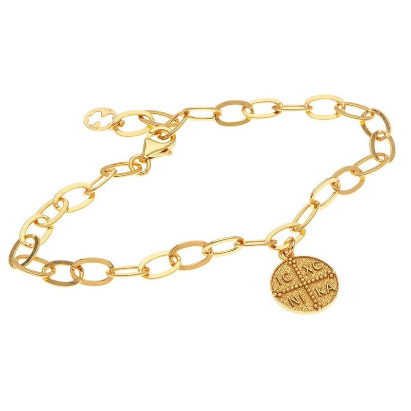 Γυναικείο Βραχιόλι από Επιχρυσωμένο Ασήμι 925 με Κρεμαστό Κωνσταντινάτο.