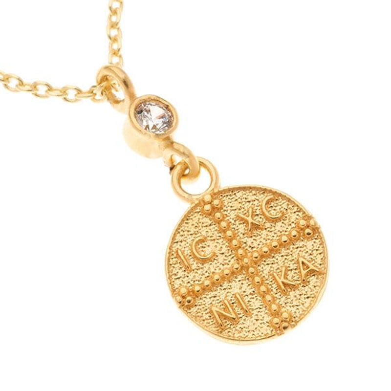 Γυναικείο Ασημένιο Επίχρυσο Κωνσταντινάτο με Αλυσίδα 925°.