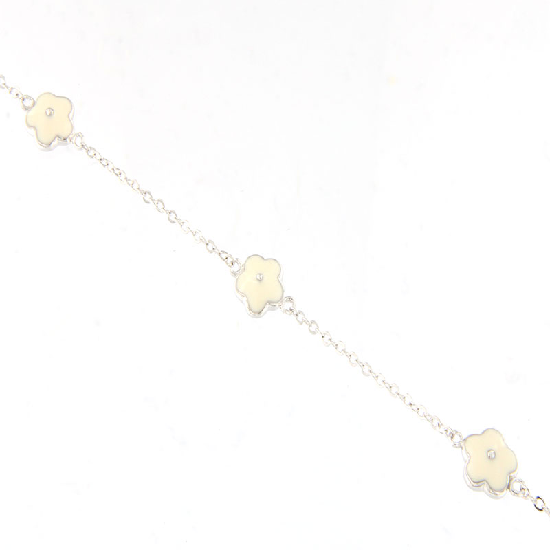 Παιδικό Ασημένιο Βραχιόλι 925 με Σμάλτο Λουλουδάκια.