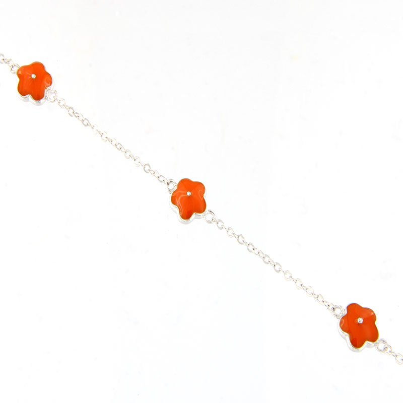 Παιδικό Ασημένιο Βραχιόλι 925 με Σμάλτο Λουλουδάκια.