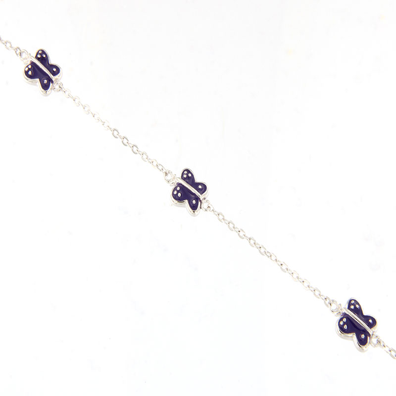 Παιδικό Ασημένιο Βραχιόλι 925 με Τρεις Πεταλούδες με Σμάλτο.