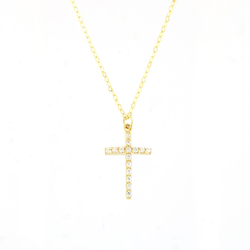 Γυναικείος Χρυσός Σταυρός με Αλυσίδα Κ9.