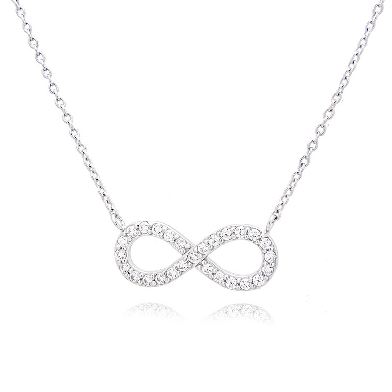 Γυναικείο Ασημένιο Μενταγιόν Άπειρο 925° με Λευκά Ζιργκόν.