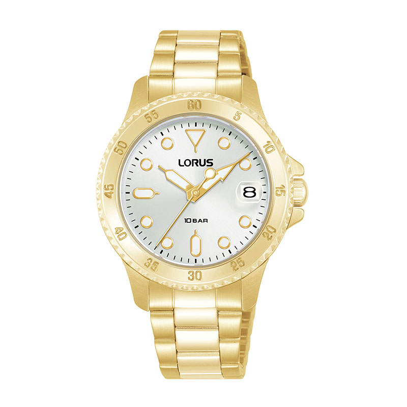 Γυναικείο Ρολόι LORUS από Χρυσό Ανοξείδωτο Ατσάλι με Λευκό Καντράν & Μπρασελέ.