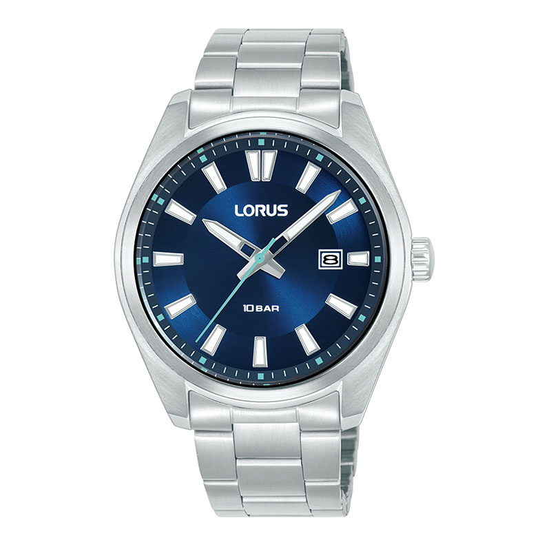 Ανδρικό Ρολόι LORUS από Ανοξείδωτο Ατσάλι με Μπλε Καντράν & Ασημί Μπρασελέ.