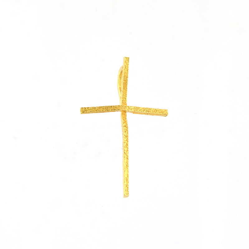 Γυναικείος Χειροποίητος Σταυρός από Κίτρινο Χρυσό Κ18.