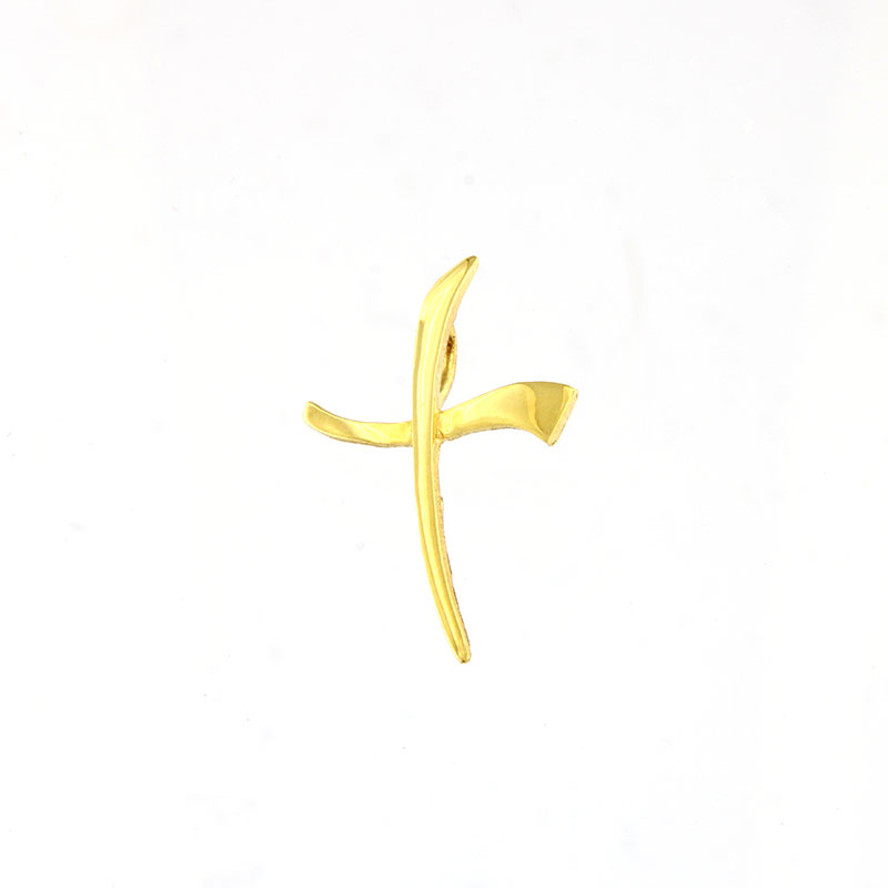 Γυναικείος Χειροποίητος Σταυρός από Κίτρινο Χρυσό Κ14 με Λουστρέ Επιφάνεια.