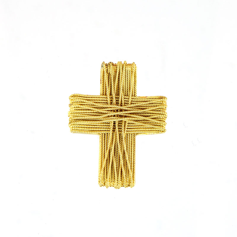 Γυναικείος Χειροποίητος Σταυρός από Κίτρινο Χρυσό Κ14 με Πλεκτά Στριφτά Σύρματα.