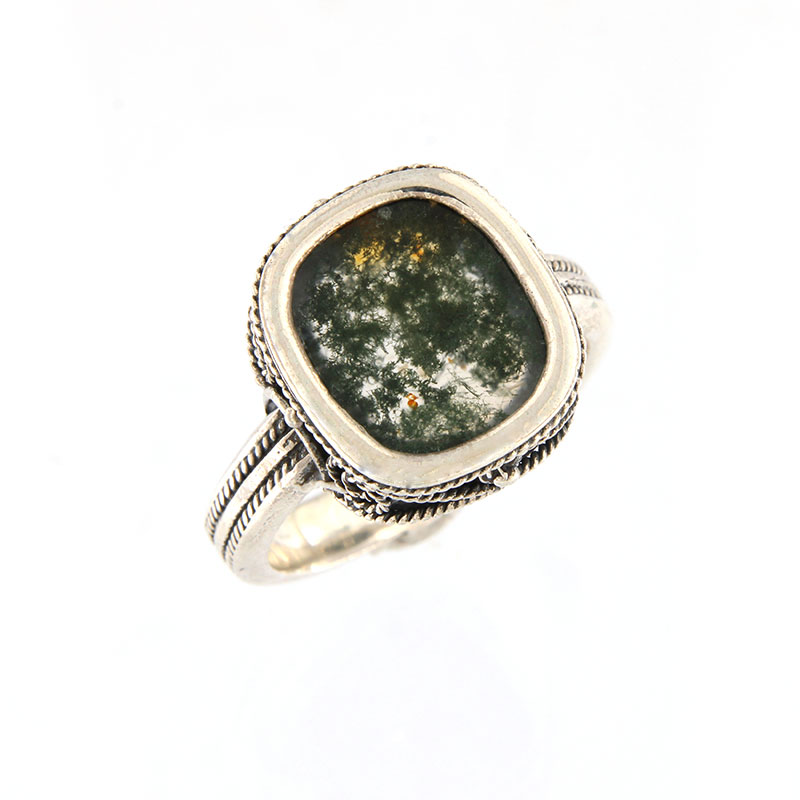 Ανδρικό Χειροποίητο Ασημένιο Δαχτυλίδι με Μαύρη Πατίνα & Φυσικό Ίασπη.