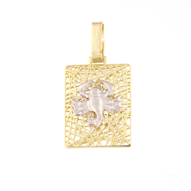 Χειροποίητο χρυσό ζώδιο Κ14, Σκορπιός,διπλής όψεως,με λεπτομέρειες απο λευκό χρυσό.