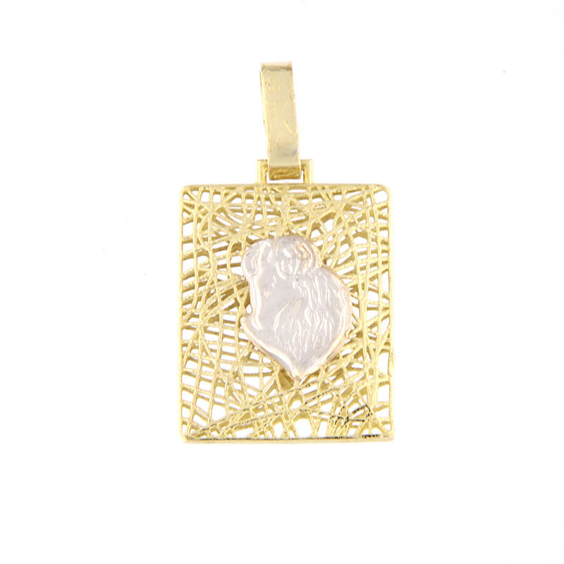 Χειροποίητο χρυσό ζώδιο Κ14, Κριός,διπλής όψεως,με λεπτομέρειες απο λευκό χρυσό.