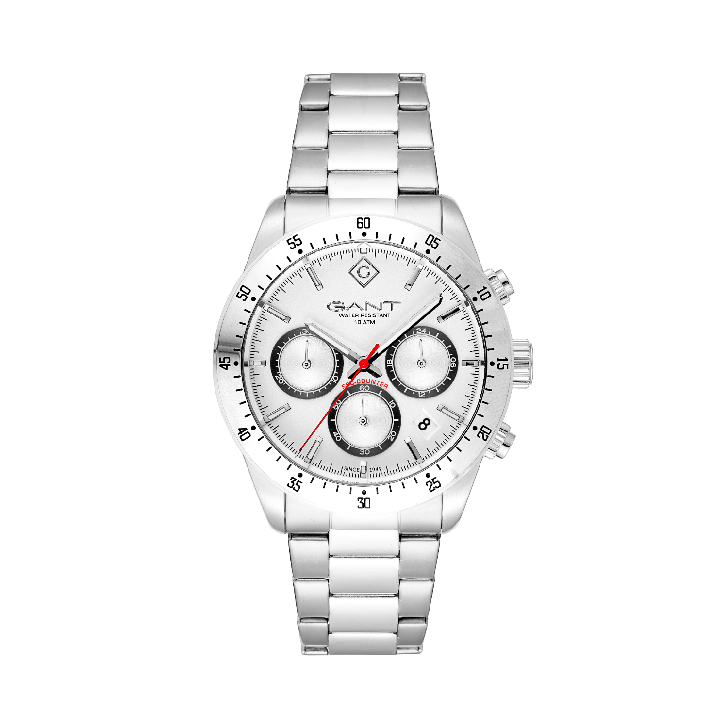 Ανδρικό Ρολόι GANT Greenfield – Ασημί Ανοξείδωτο Ατσάλι με Λευκό Καντράν & Μπρασελέ.