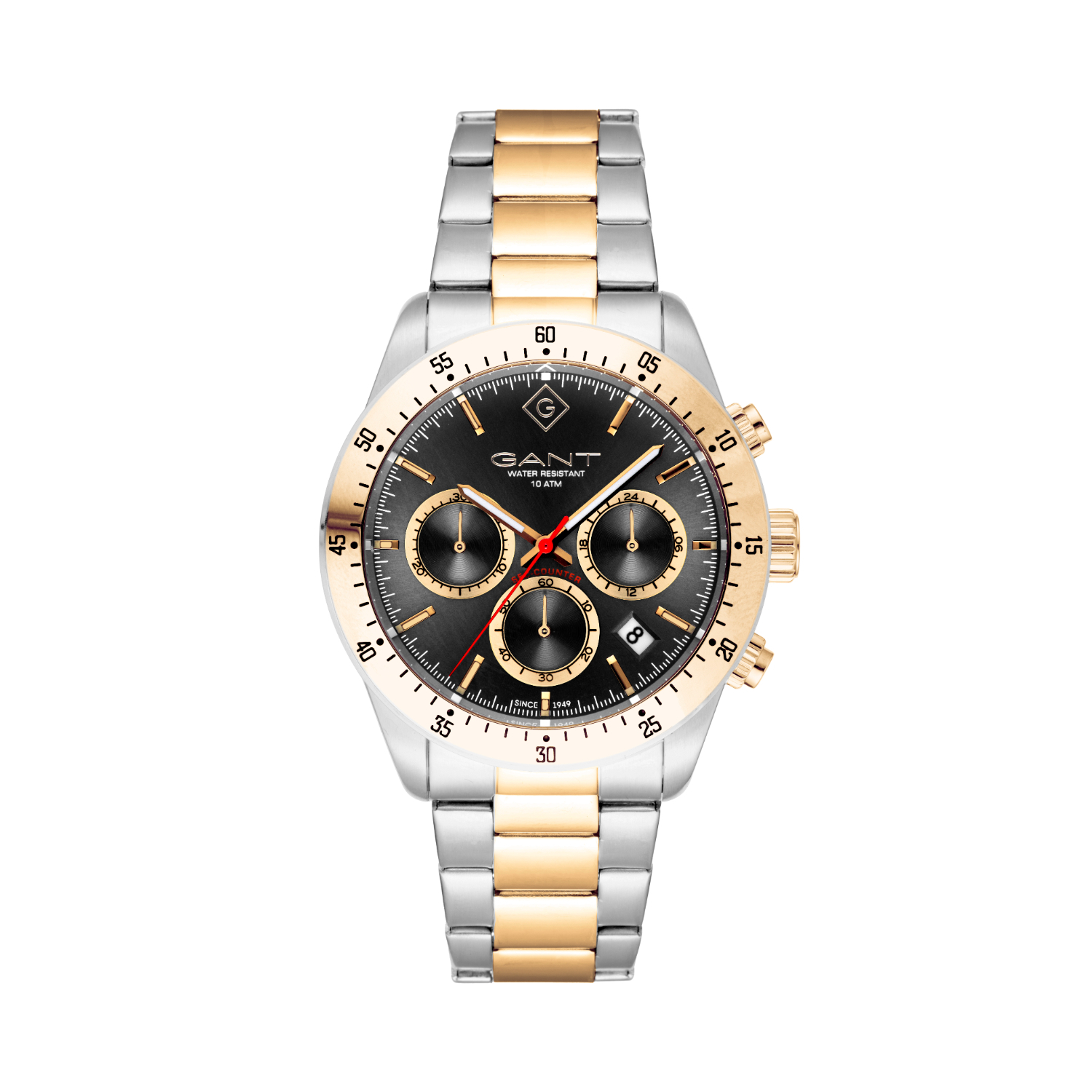 Ανδρικό Ρολόι GANT Greenfield – Δίχρωμο Ανοξείδωτο Ατσάλι με Μαύρο Καντράν & Μπρασελέ.