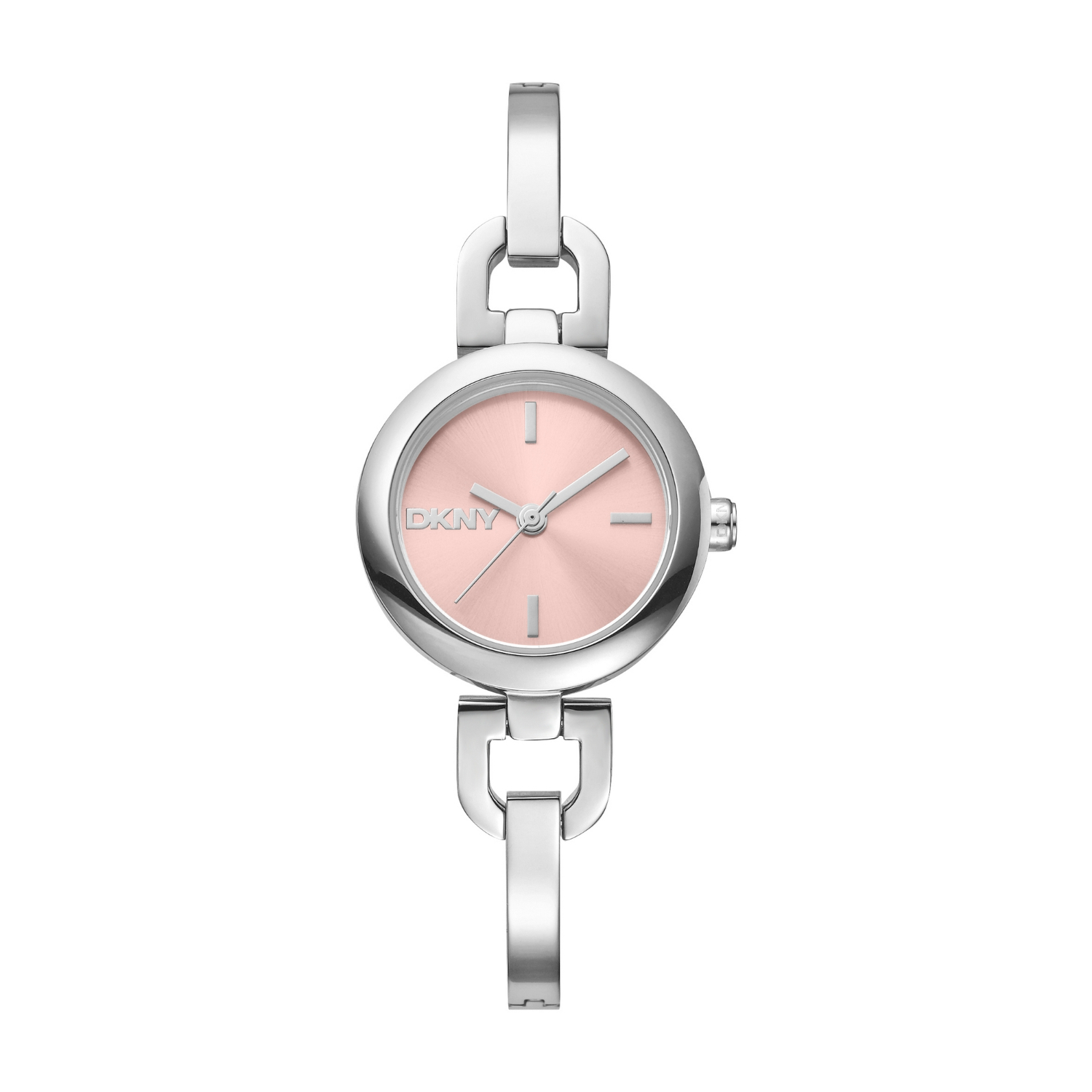 Γυναικείο Ρολόι DKNY Half Bangle – Ασημί Ανοξείδωτο Ατσάλι με Ροζ Καντράν.