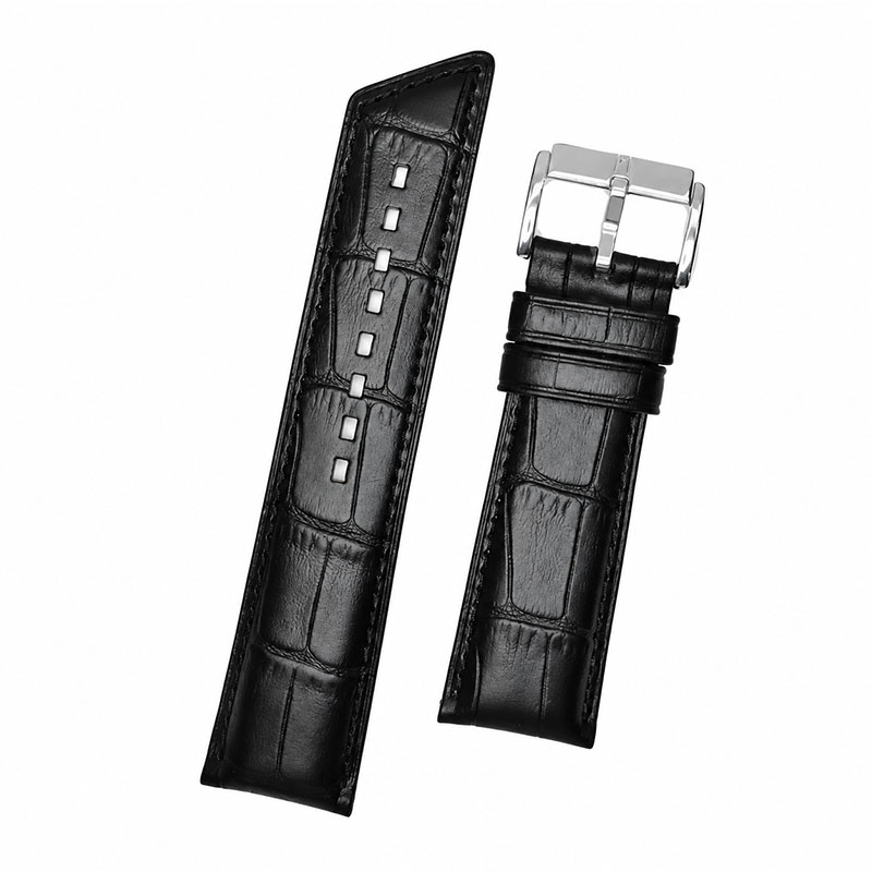 Λουράκι Ρολογιού Hirsch PRINCESS 22mm Μαύρο με Ανάγλυφη Υφή Αλιγάτορα.